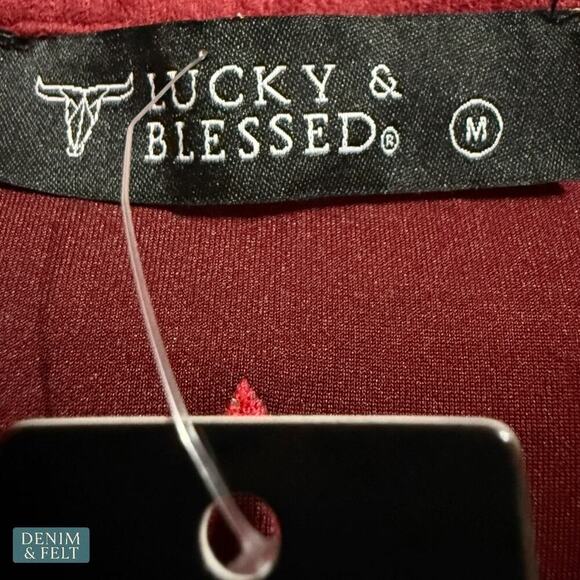 Lucky & Blessed Red Suede Boot Stitch Studded Jacket Western Rodeo NFR~NEW - Picture 13 of 16